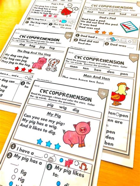 Phonics Worksheets Cvc Comprehension Early Readers Kindergartenfirst