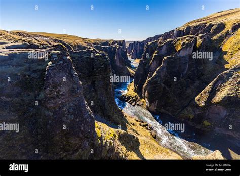 Fjadrargljufur Canyon And River In South East Iceland Stock Photo Alamy
