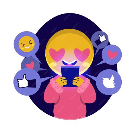 Free Vector Illustration With Person Addicted To Social Media