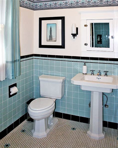 60 Inspiring Classic And Vintage Bathroom Tile Design Blue Bathroom