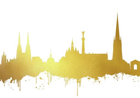 Bordeaux Skyline Gold Digital Art By Erzebet S Pixels