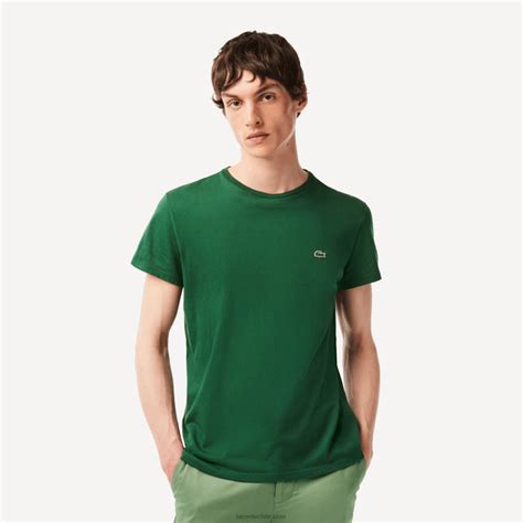 hombres Lacoste verde 132 camiseta de punto de algodón pima con cuello