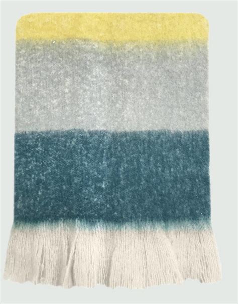 Petrol Grey Light Yellow White Mohair Plaid De Opkikker Wonen