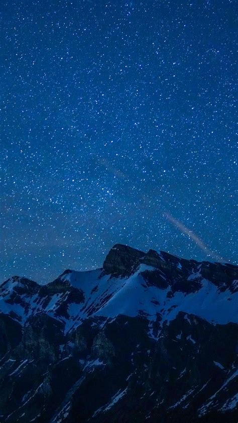 Mountains Snow Starry Sky Nighttime Stars Dark 4k Hd Dark Background