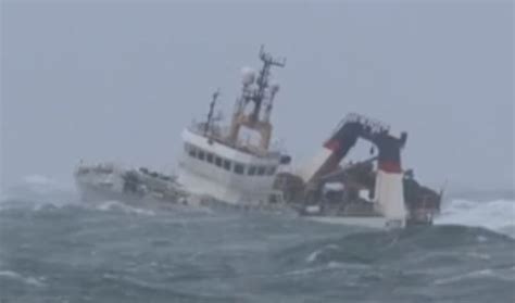 Video Footage Shows Rough Conditions Out At Sea As Heavy Rain And