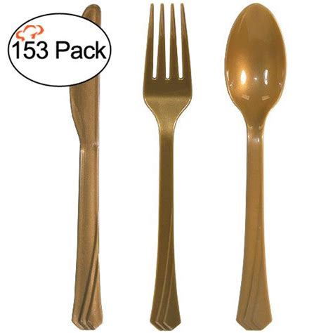 plastic cutlery disposable silverware forks flatware box heavyweight spoons pack knives colored combo bulk gold chef tiger wholesale amazon tigerchef