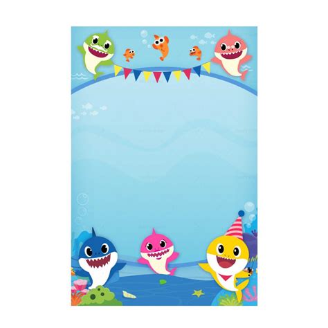 Download the files, print them out, cut them out, and make your party extra beautiful! 5 Freebies Free Baby Shark Invitation Template Download