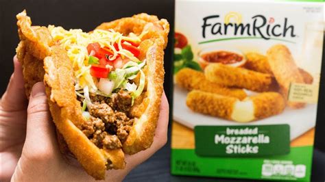 Gooey mozzarella cheese coated in a crispy bread crumb crust, baked to golden perfection. Waffled Mozzarella Stick Taco Recipe - YouTube