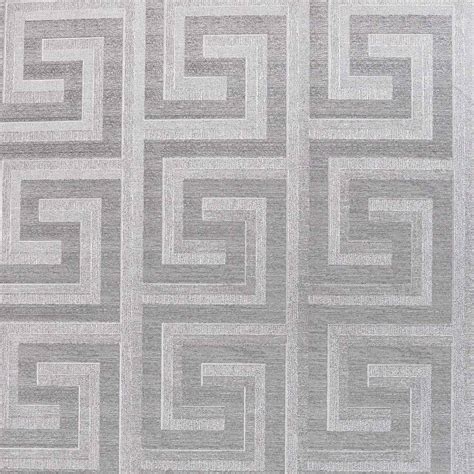 Arthouse Greek Key Foil Silver Wallpaper Wilko