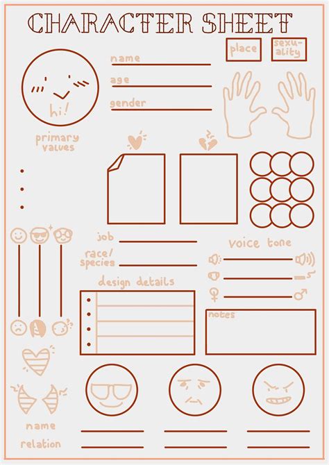 Simple Oc Character Sheet Blank Template Printable Etsy