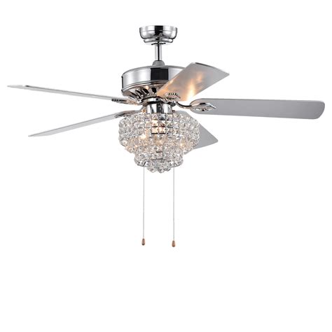 Warehouse Of Tiffany 5 Blade 52 Inch Chrome Lighted Ceiling Fans Cfl