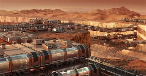 Mars Colony On Both Sides Of A Canyon By Mondolithic Studios Human Mars