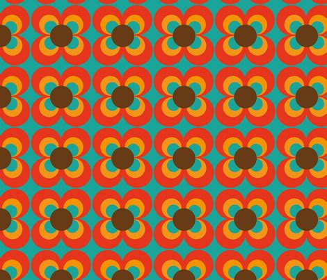 Affordable and search from millions of royalty free images, photos and vectors. Retro flower turquoise orange brown fabric - heimatkinder ...