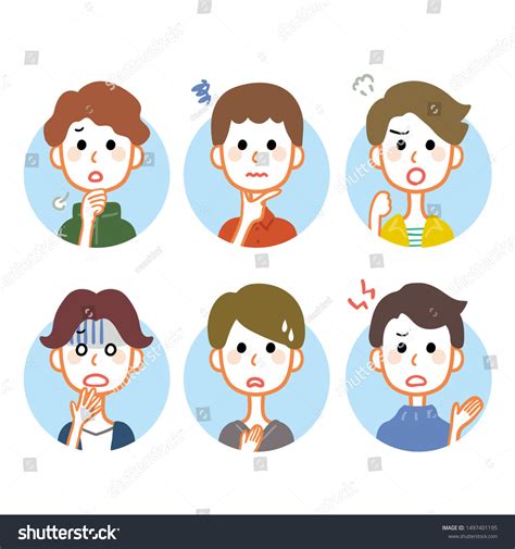 Variations Facial Expressions Multiple Men Stock Vector Royalty Free