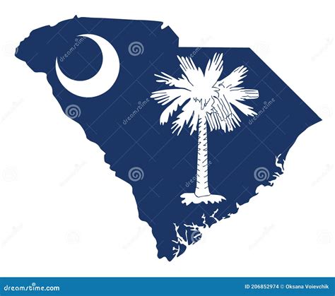 Flag And Silhouette Of The State Of South Carolina Stock Vector