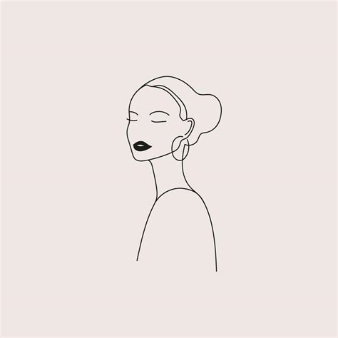 Vector Minimalist Linear Woman Illustration Abstract Continuous Line