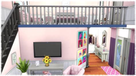 The Sims 4 Speed Build Pink Base Game Loft No Cc Doovi