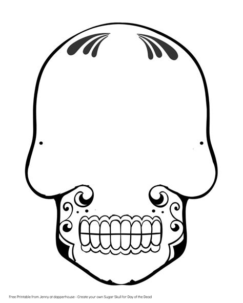 Day Of The Dead Skull Template Printable Free Printable Templates