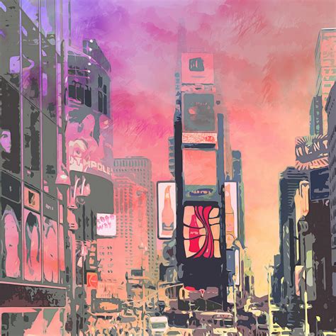 City Art Ny Times Square Digital Art By Melanie Viola Pixels