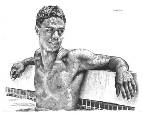Nohea In The Pool Drawing By Douglas Simonson