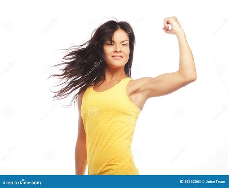 Young Sporty Woman Flexing Her Biceps Royalty Free Stock Photos Image