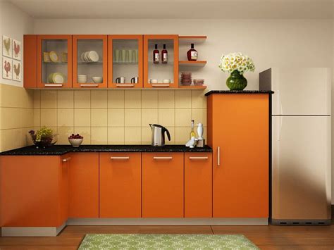 They are vibrant, yet complementing the wall and flooring. Amber L-shaped Modular Kitchen #modularKitchendesign # ...