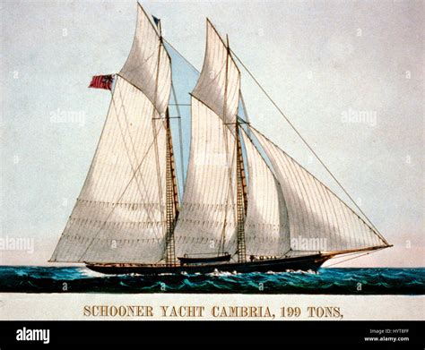 Schooner Yacht Cambria 199 Tons First Americas Cup Challenger Stock