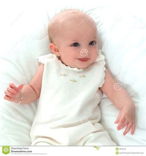 Happy Baby In White Stock Photo Image Of Lace Eyes Knitted 4510478