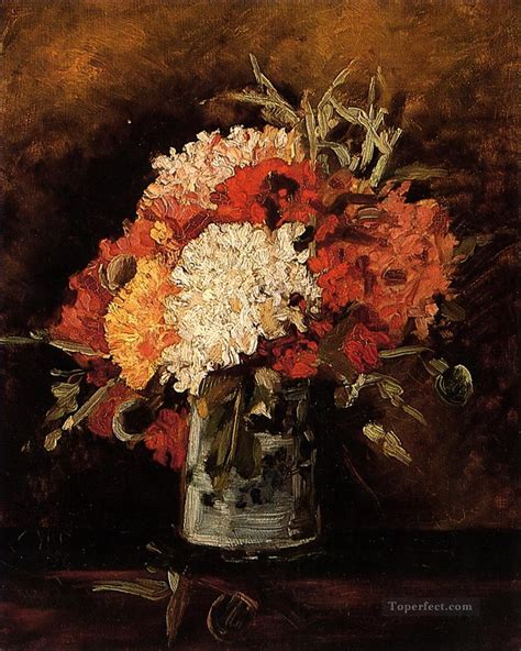 Vase With Carnations 2 Vincent Van Gogh Painting In Oil For Sale