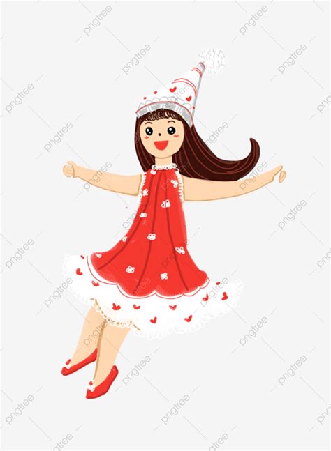 Girl In Red Dress Wearing A Red Dress Girl Happy Png Transparent