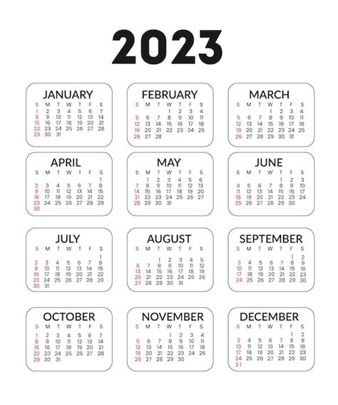 Premium Vector Calendar For 2023 Vector Illustrationthe Week Starts