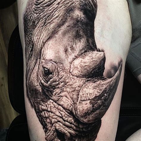 Rhino Tattoo By Ash Higham Rhino Tattoo Tattoos Picture Tattoos