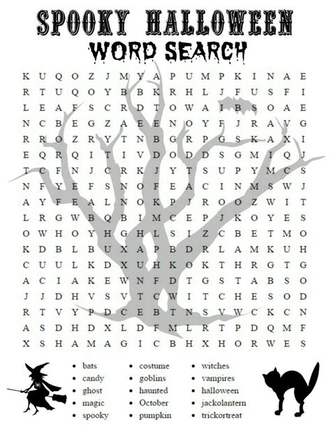 Printable Halloween Activity Sheets Word Search And Crossword Puzzle
