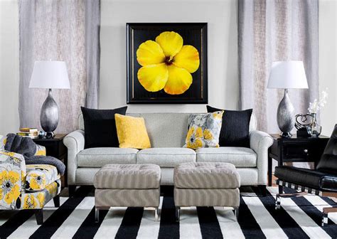 Black And Yellow Living Room Contemporary Living Room