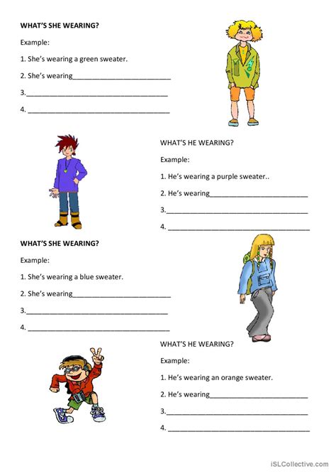 Whats He She Wearing English Esl Worksheets Pdf And Doc