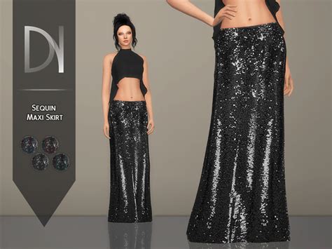 Sequin Maxi Skirt By Darknightt At Tsr Sims 4 Updates