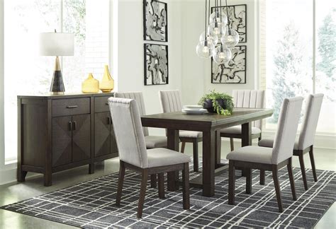 Ashley Furniture Dellbeck D748-45+6X01+60 8 PC Table, 6 UPH Side Chairs and Server Set | Sam ...