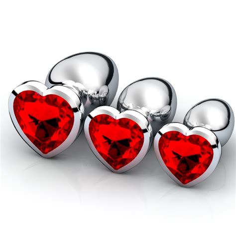 3 Sizes Anal Plug Heart Shaped Stainless Steel Crystal Anal Plug