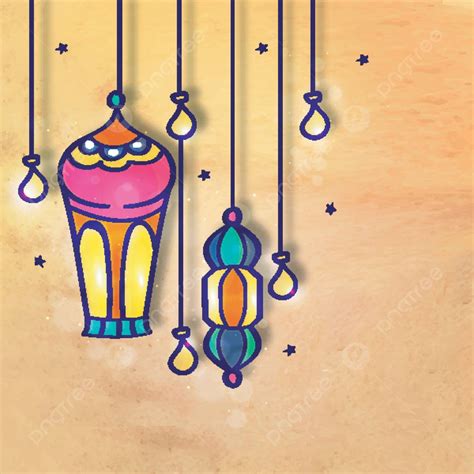 Colorful Hanging Lanternstraditional Arabic Background Ramadan Kareem