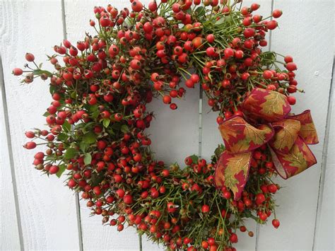 Rose Hip Wreath Autumn Wreath Natural Wreath For Fall Berry Etsy