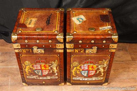 Weston home factory rectangle wood coffee table. Pair Leather Luggage Trunk Side Tables Coffee Table Box