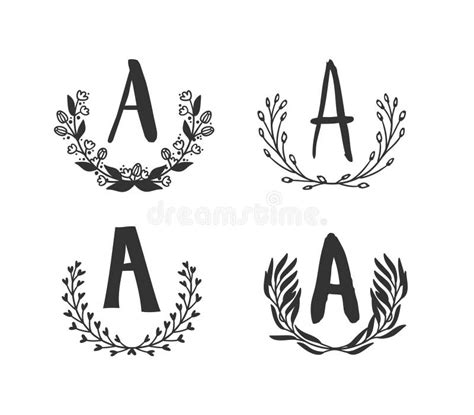 Hand Drawn Set Of Monogram Objects For Design Use Black Vector Doodle