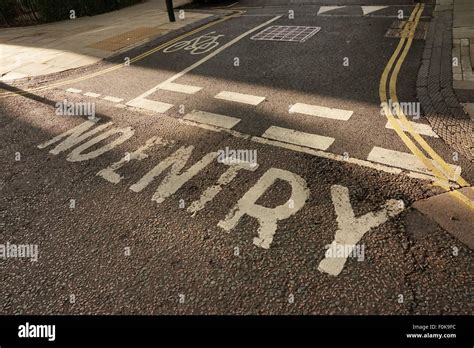 Road Markings Saying No Entry But With A Counterflow Cycle Lane London