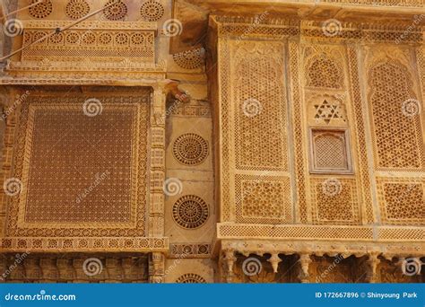 Architectural Wooden Pattern Details Of Windows In Haveli Jaisalmer