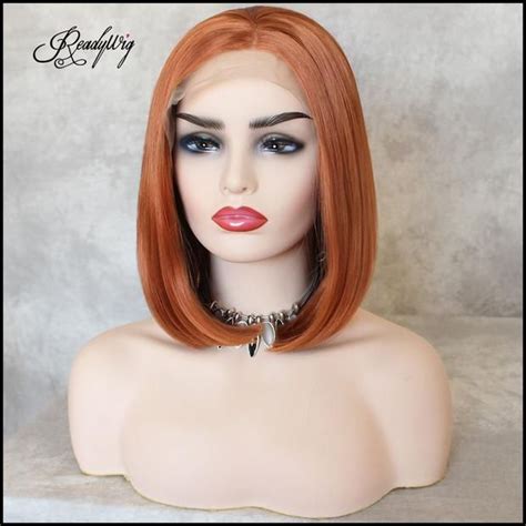 Readywig Orange Short Hair Synthetic Lace Front Wig 16 Inches