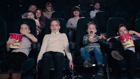 Children Are Watching The Movie In The Cinema Stock Video Footage 0007