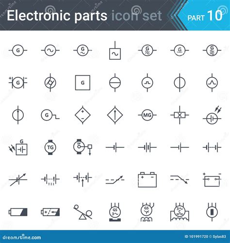 Electric And Electronic Circuit Diagram Symbols Set Of Generator