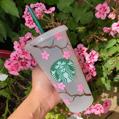Sakura Starbucks Cold Cup Cherry Blossoms Starbucks Cup Etsy In 2021