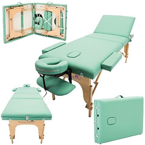 massage imperial® deluxe lightweight light green 3 section portable massage table couch bed