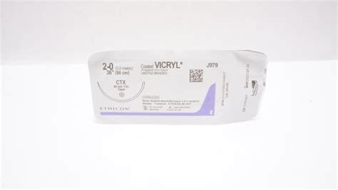 Ethicon J979 2 0 Coated Vicryl Polyglactin Stre Ctx 48mm 12c Taper 36